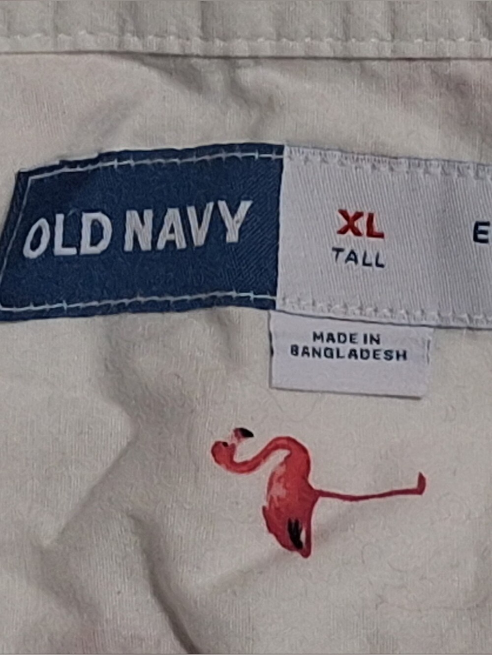 Old Navy White Short-Sleeve Button-Down Shirt with Pink Flamingo Print - Picture 4 of 4